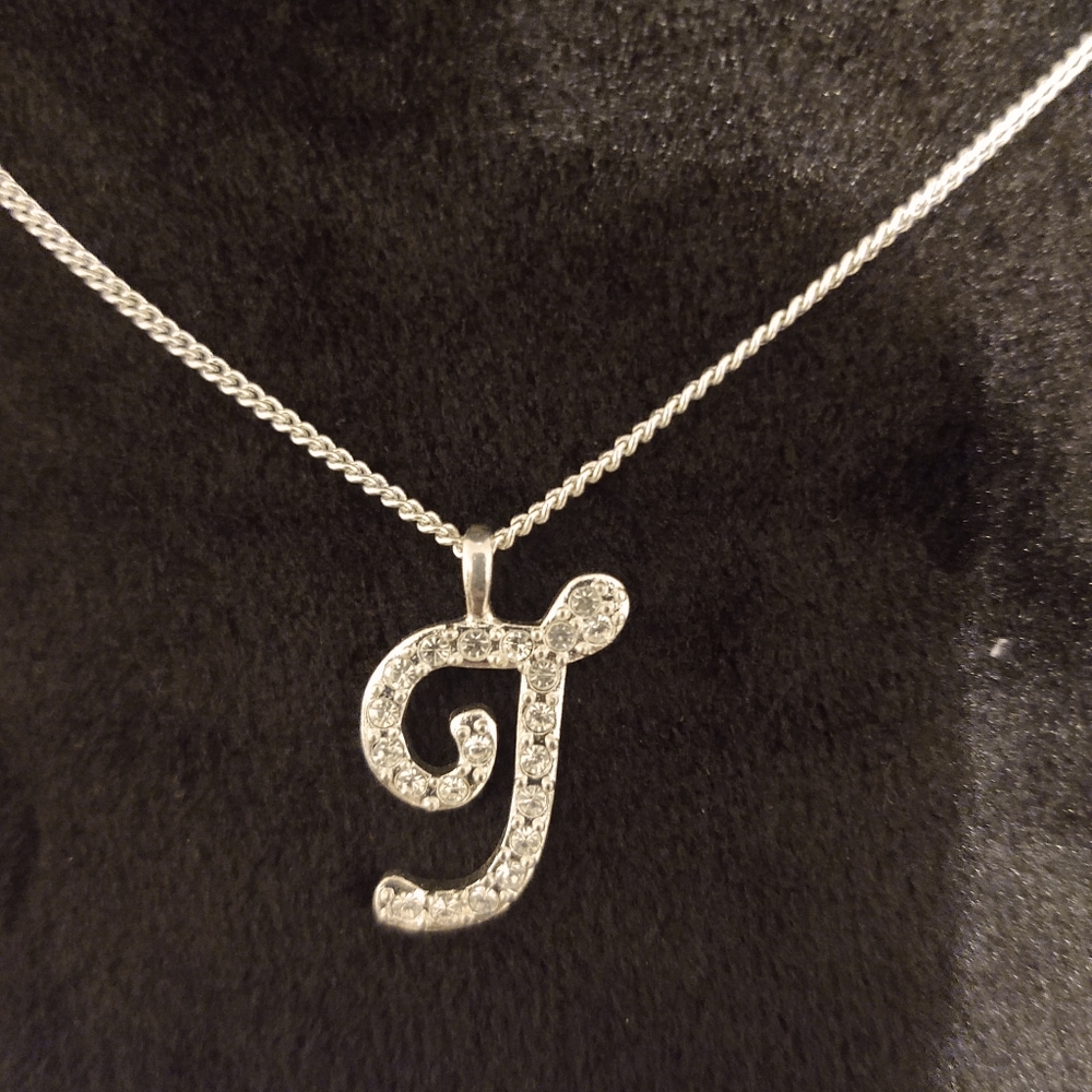Silver letter J necklace 18 in